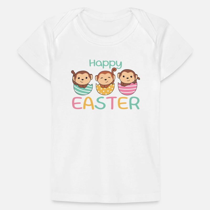 cute monkeys at Easter with Easter eggs monkey Baby Premium Organic T-shirt