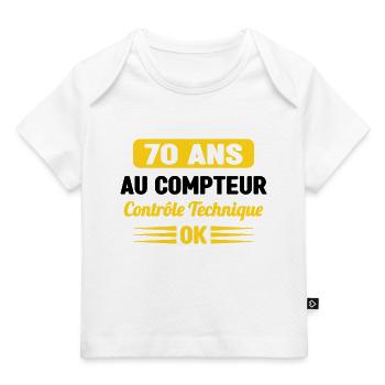70 Ans Au Compteur Humour 70eme Anniversaire - T-shirt Premium bébé bio - blanc - Devant