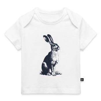 Vintage Hase | Detailreiche Gravur Waldtier Motiv - Baby Premium Organic T-Shirt - Weiß - Vorne
