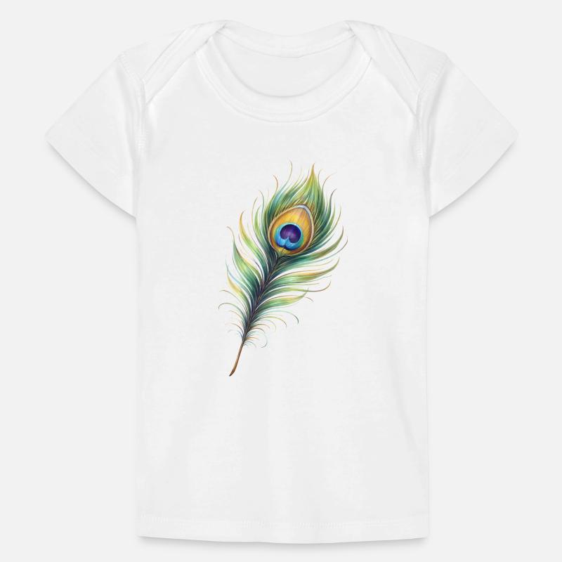 Peacock Feather Illustration Gradient Elegant Baby Premium Organic T-shirt