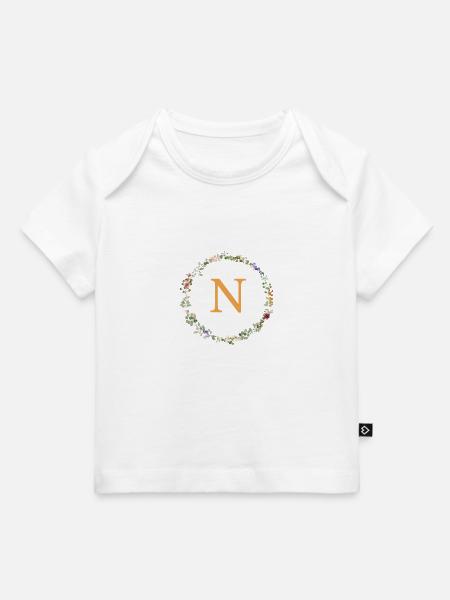 N Monogramm, Blumenkranz-Wildblumen - Baby Premium Organic T-Shirt - Weiß