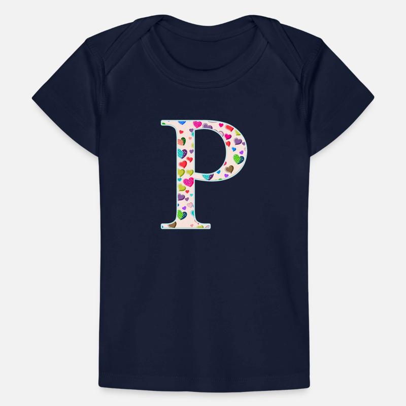 Customizable Monogram P Heart Pattern Baby Premium Organic T-shirt