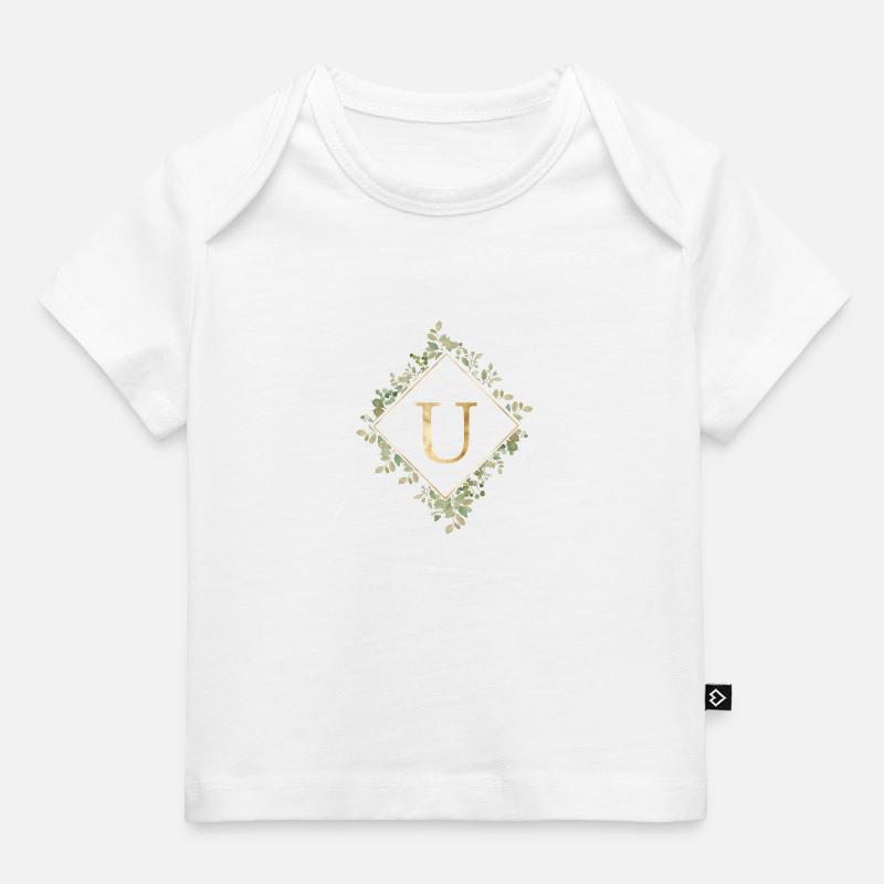 U Monogramme Couronne d’Eucalyptus - T-shirt Premium bébé bio - blanc