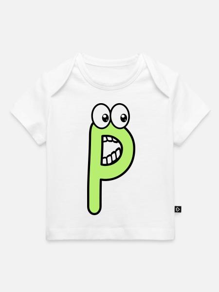 P - letter P with eyes 👀 - Baby Premium Organic T-shirt - white