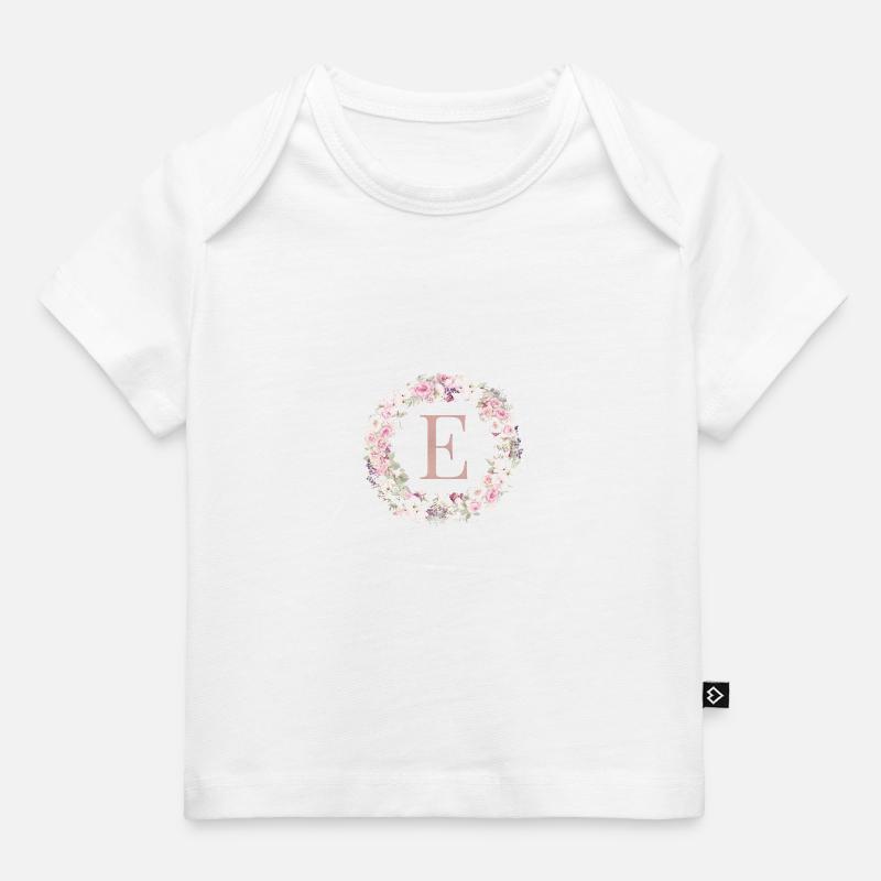 Customizable Monogram E wreath - Baby Premium Organic T-shirt - white