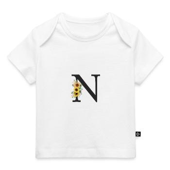 N Monogramm Sonnenblumen - Baby Premium Organic T-Shirt - Weiß - Vorne
