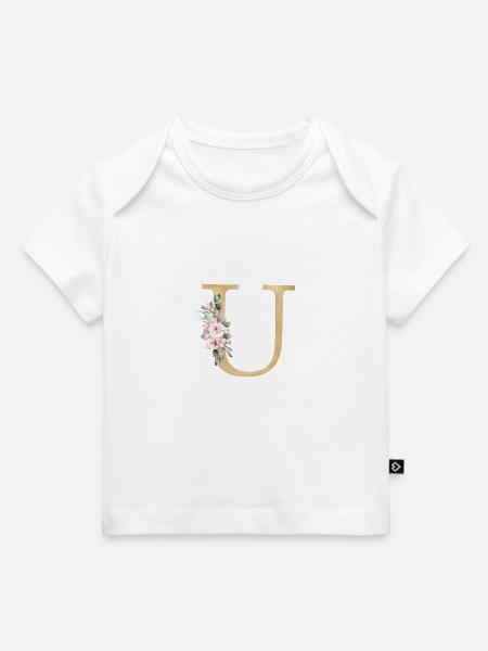 Customizable Monogram U Floral - Baby Premium Organic T-shirt - white