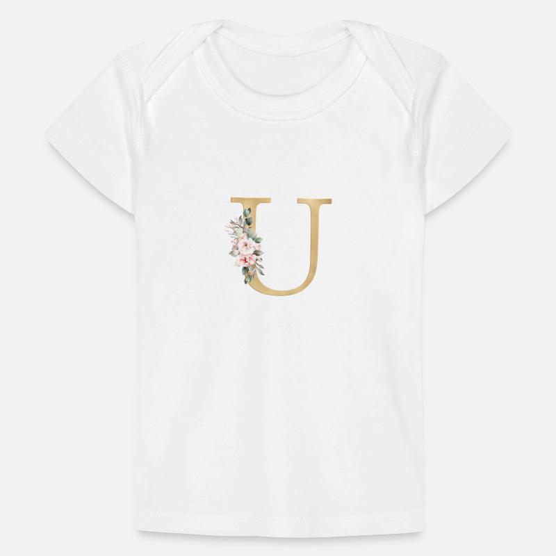 Customizable Monogram U Floral Baby Premium Organic T-shirt