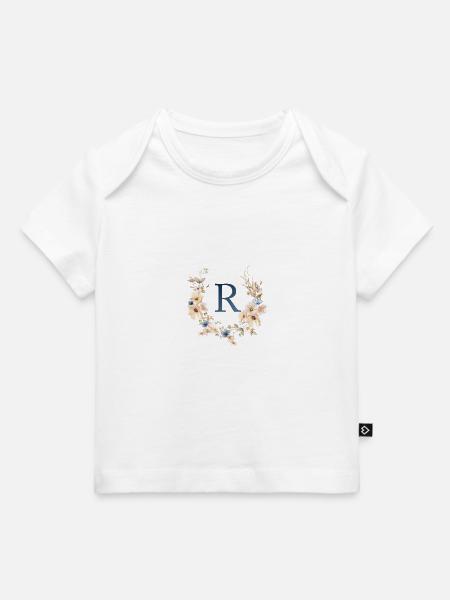 R Monogramm , Floral, Boho - Baby Premium Organic T-Shirt - Weiß