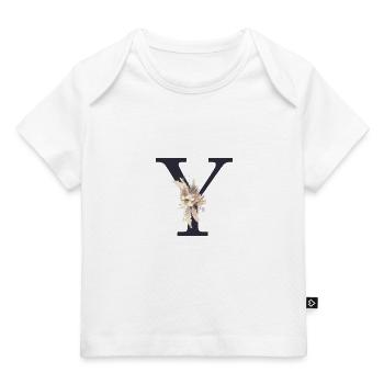 Monogramme Y Floral personnalisable - T-shirt Premium bébé bio - blanc - Devant