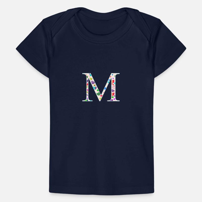 Customizable Monogram M Heart Pattern Baby Premium Organic T-shirt
