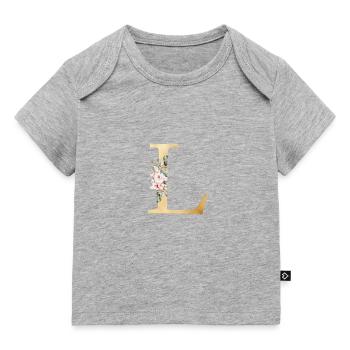 l Monogramme Floral personnalisable - T-shirt Premium bébé bio - gris chiné - Devant