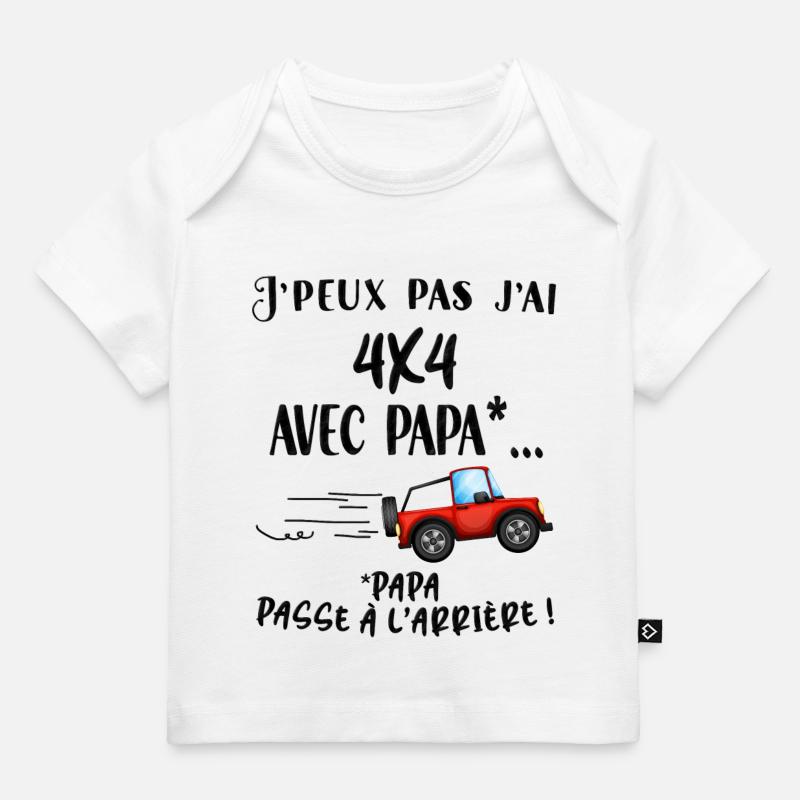 bébé 4x4 avec papa - T-shirt Premium bébé bio - blanc