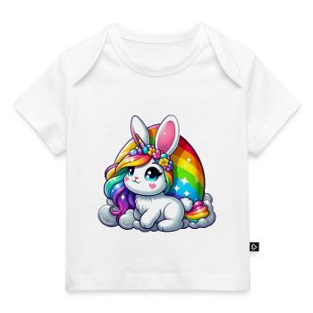 LICORNE ARC-EN-CIEL - LAPIN DE PÂQUES - T-shirt Premium bébé bio - blanc - Devant