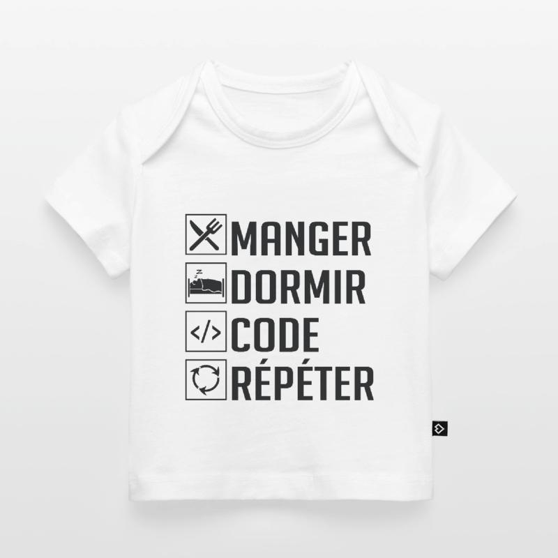 Manger, Dormir, Code, Répéter T-shirt Premium bébé bio