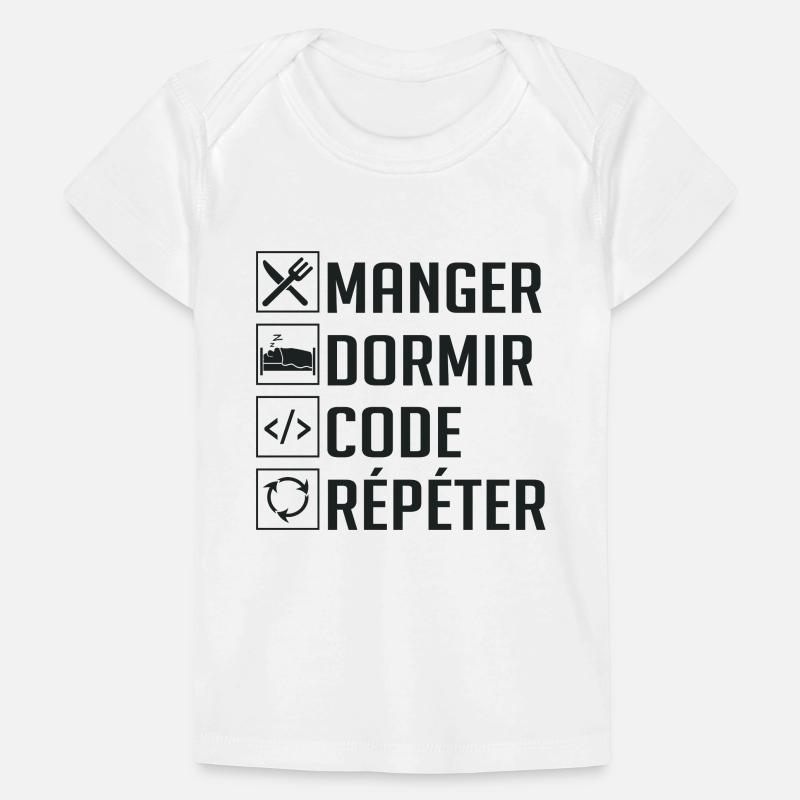 Manger, Dormir, Code, Répéter T-shirt Premium bébé bio