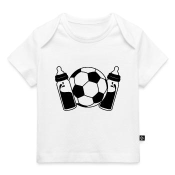 Erster Vatertag Fußball Papa Sohn Baby Flaschen - Baby Premium Organic T-Shirt - Weiß - Vorne
