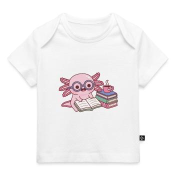 Cute Axolotl With Glasses Reading A Book - Baby Premium Organic T-shirt - white - Front