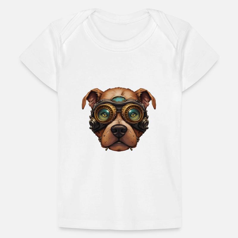 Steampunk Pitbull Dog in Clockwork Glassess Baby Premium Organic T-shirt