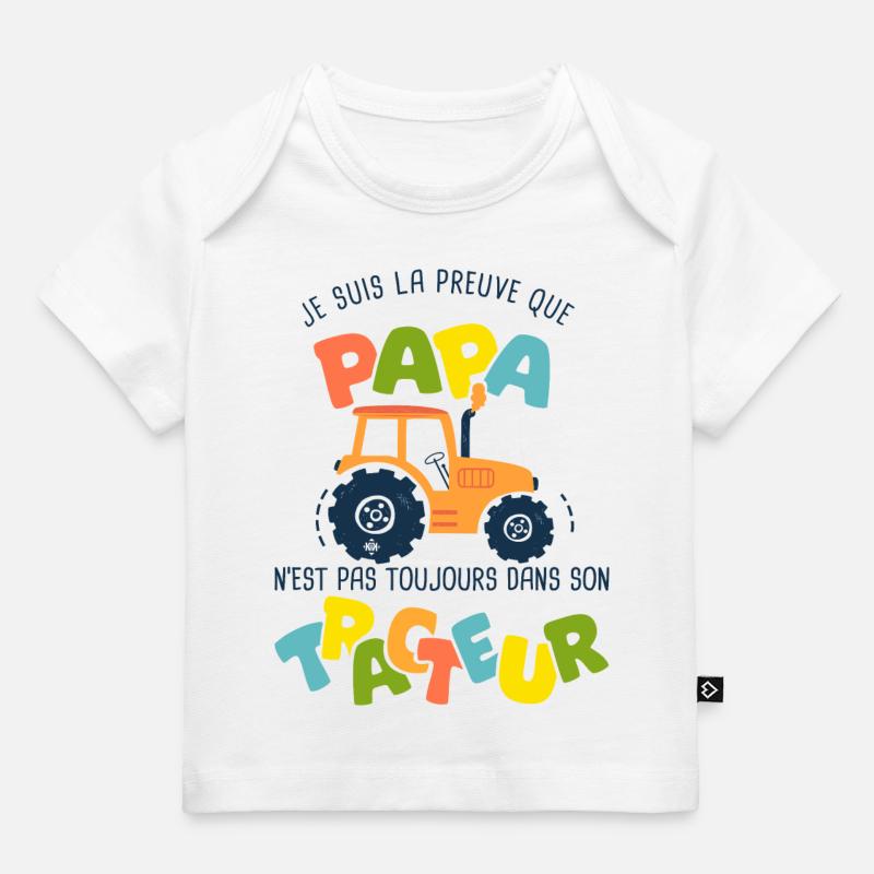 papa tracteur naissance bébé nourrisson - T-shirt Premium bébé bio - blanc