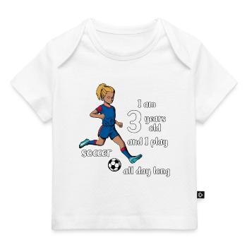 Mädchen schießt den Fußball - Ich bin 3 Jahre - Baby Premium Organic T-Shirt - Weiß - Vorne