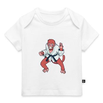 Comic Affe macht Karate - Baby Premium Organic T-Shirt - Weiß - Vorne