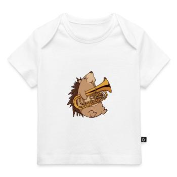 Cartoon Igel spielt Euphonium - Baby Premium Organic T-Shirt - Weiß - Vorne