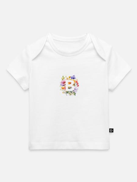 B Monogramm , bunter Blumenstrauss - Baby Premium Organic T-Shirt - Weiß