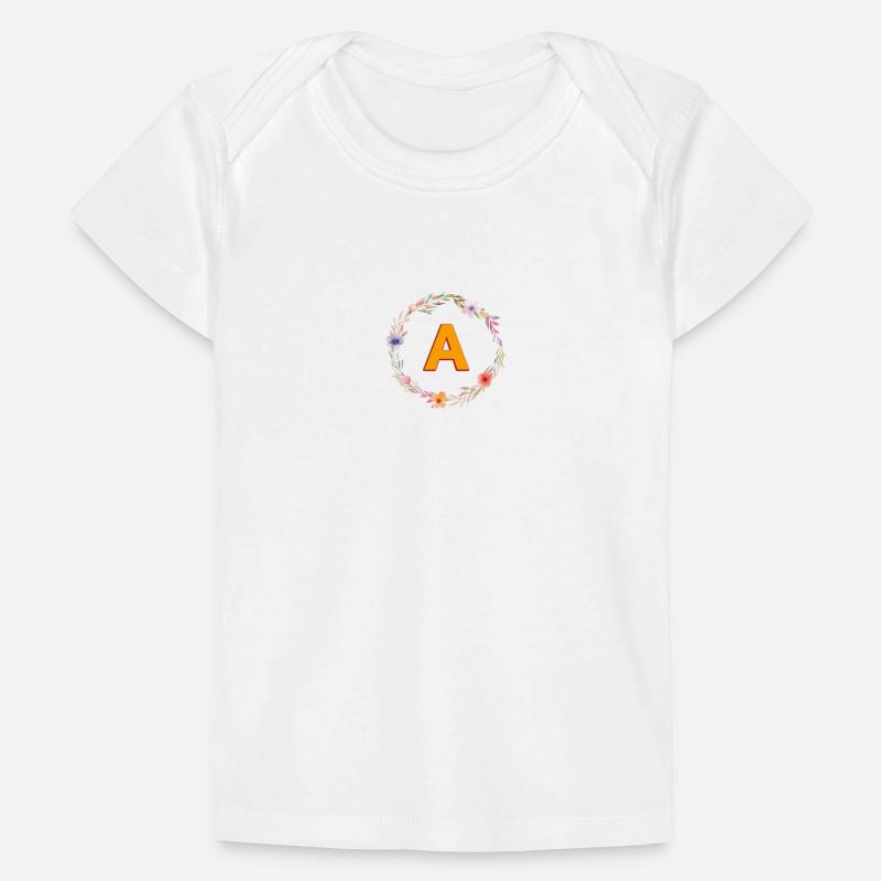 A Monogramm , bunter Blumenkranz Baby Premium Organic T-Shirt
