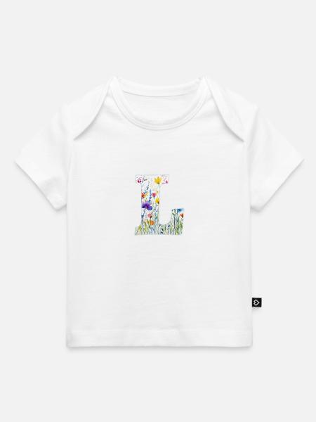 Buchstabe L, Monogramm, Blumenmuster - Baby Premium Organic T-Shirt - Weiß