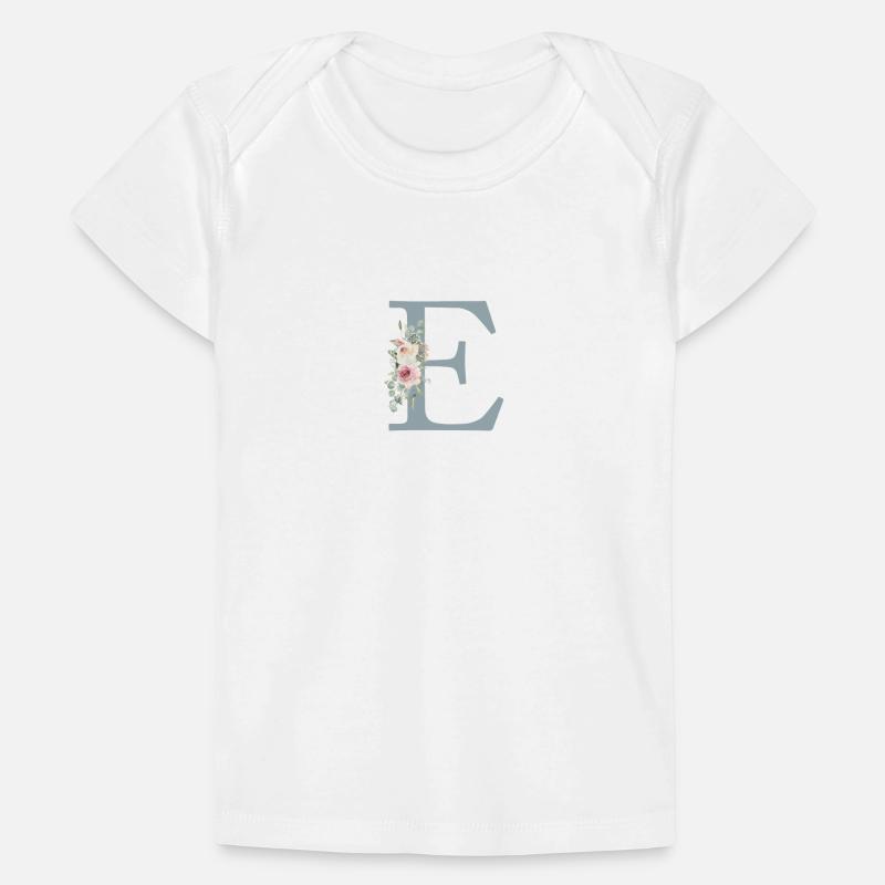 E| Monogramm | Eukalyptus-Pastell-Blumen-Blau Baby Premium Organic T-Shirt