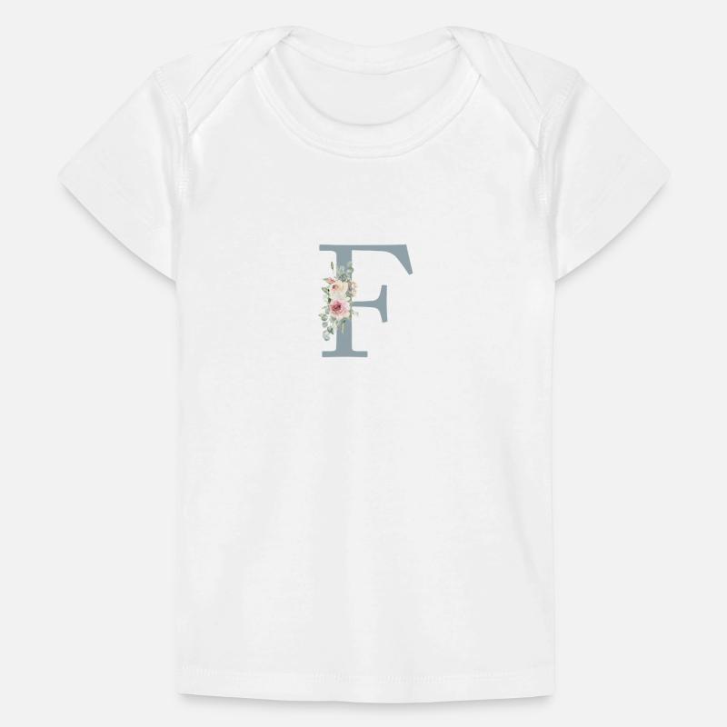 F| Monogram | Eucalyptus Pastel Flower Blue Baby Premium Organic T-shirt