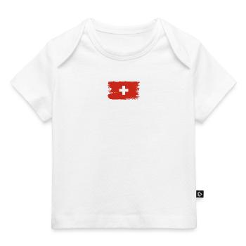 Swiss Flag Brushstroke Cross - Baby Premium Organic T-shirt - white - Front