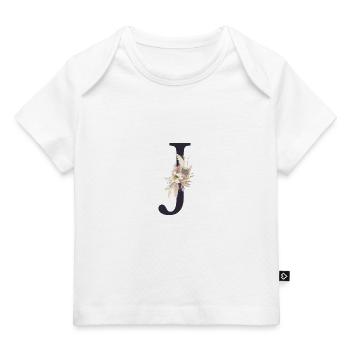 Monogramme personnalisable J Floral - T-shirt Premium bébé bio - blanc - Devant