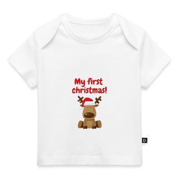 Mon premier renne de Noël - T-shirt Premium bébé bio - blanc - Devant