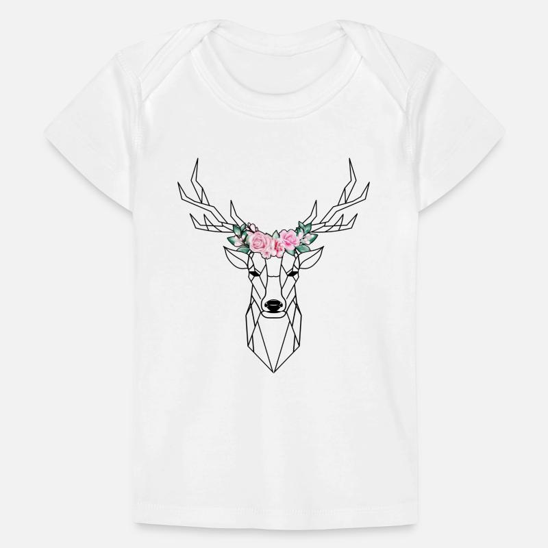 Cerf Floral Low Poly T-shirt Premium bébé bio