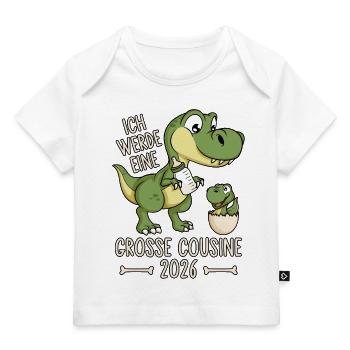 Große Cousine 2026 Dino Baby Ei Dinosaurier - Baby Premium Organic T-Shirt - Weiß - Vorne