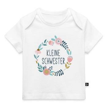 Kleine Schwester Blumenkranz Floral - Baby Premium Organic T-Shirt - Weiß - Vorne