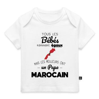 Bébés égaux meilleurs ont un papa Marocain - T-shirt Premium bébé bio - blanc - Devant