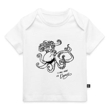 Tanzender Oktopus Retro Vintage Groovy Line Grafik - Baby Premium Organic T-Shirt - Weiß - Vorne
