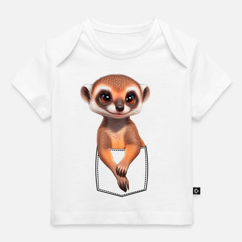 Suricate mignon dans la poche de poche de poitrine - T-shirt Premium bébé bio - blanc