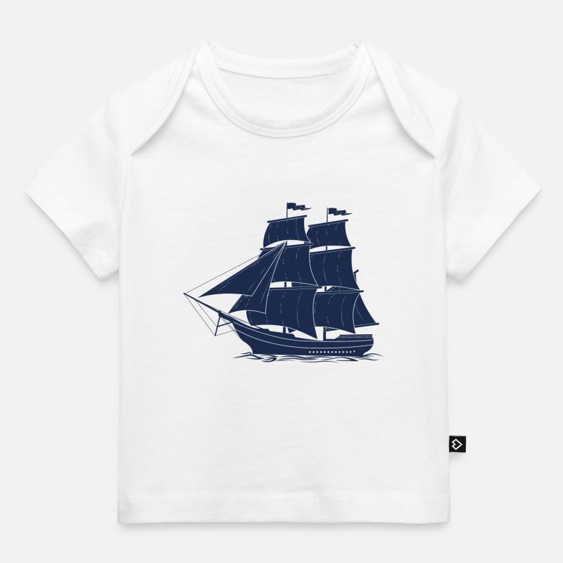 Blauer Schoner von P'tit mousse - Baby Premium Organic T-Shirt - Weiß