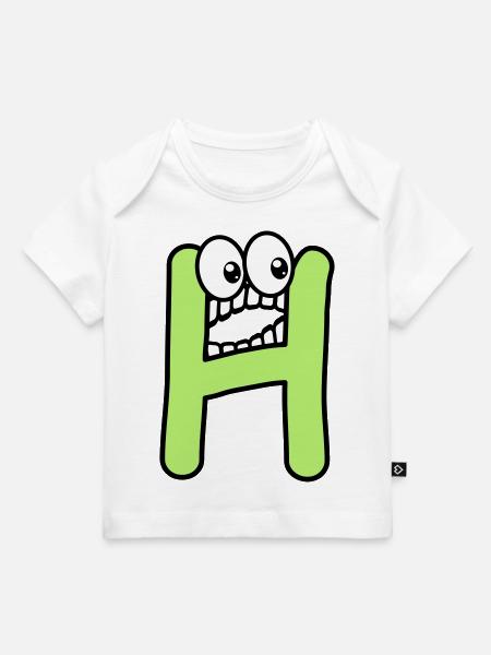 H - letter H with eyes 👀 - Baby Premium Organic T-shirt - white