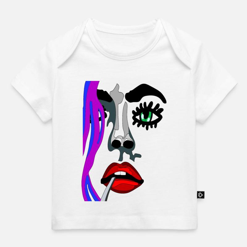 Yeux ouverts avec lèvres rouges - visage fhscribble - T-shirt Premium bébé bio - blanc