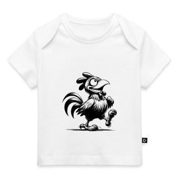 Grinsender Lustiger Gockel Zeichnung - Baby Premium Organic T-Shirt - Weiß - Vorne