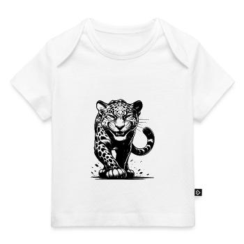 Listiger Leopard Raubkatze mit Flecken Zeichnung - Baby Premium Organic T-Shirt - Weiß - Vorne