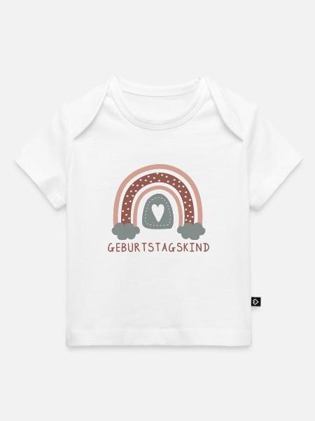 Fødselsdagsbarn Regnbue med hjerte | Boho-stil - Premium baby t-shirt økologisk - hvid