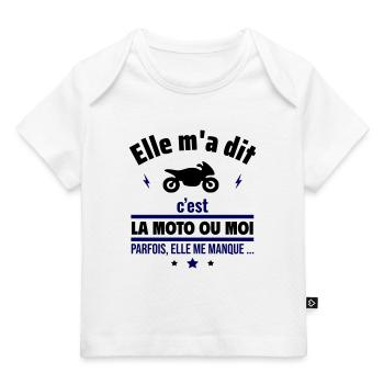 Elle m'a dit c'est la moto ou moi.Motard - T-shirt Premium bébé bio - blanc - Devant