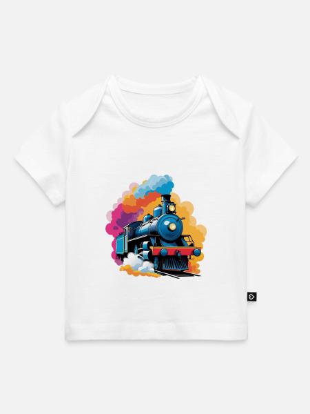 colourful steam locomotive for little railway workers - Baby Premium Organic T-shirt - white