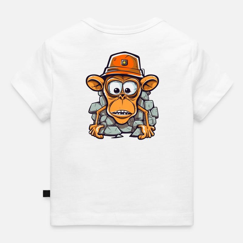 Adorable singe avec casque de construction - T-shirt Premium bébé bio - blanc